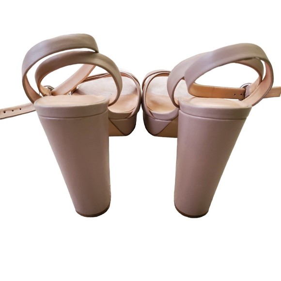 Raye Leather Strappy Platform Heels Sandals Pastel Pink Blush Nude Sz 10 - Picture 6 of 8
